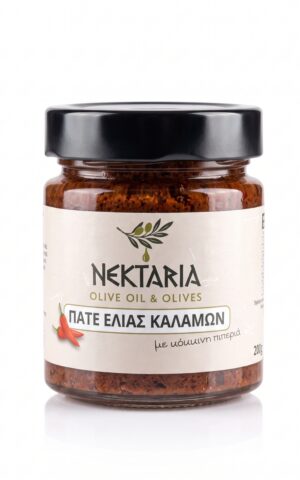 Nektaria Kalamon Olive Paste with Red Pepper 200g (Glass Jar)