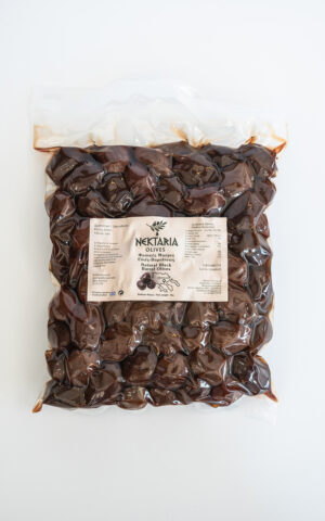 Nektaria Natural Black Barrel Olives 1kg (Vacuum Pack)