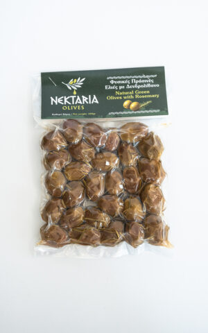 Nektaria Green Olives with Rosemary 250g (Vacuum Pack)